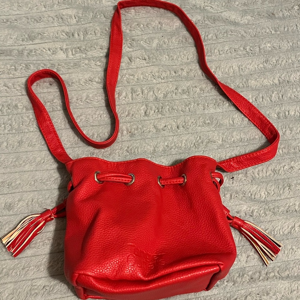 Tanger Outlets Faux Leather Crossbody Bucket Bag